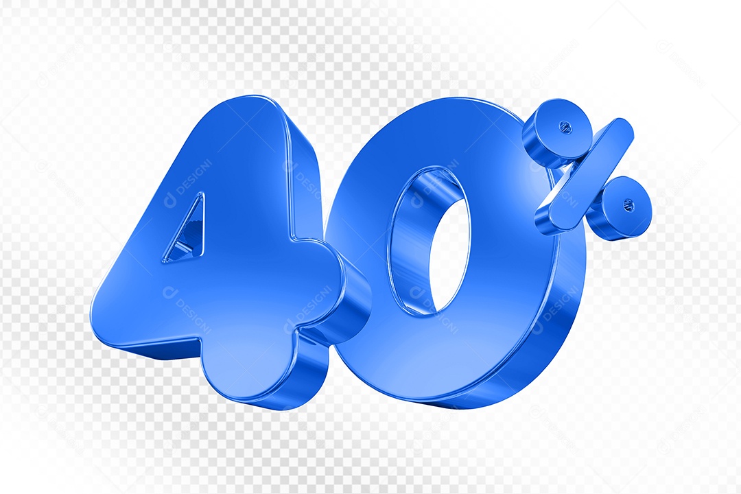 Elemento 3D Número 40% Azul Para Composição PSD