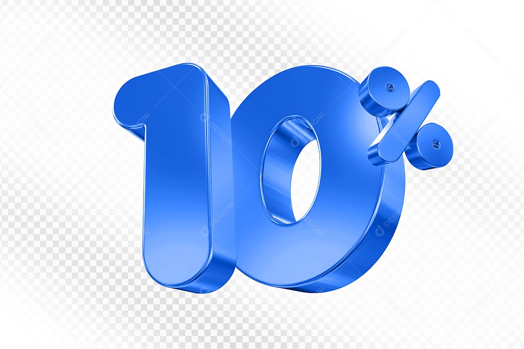Elemento 3D Número 10% Azul Para Composição PSD