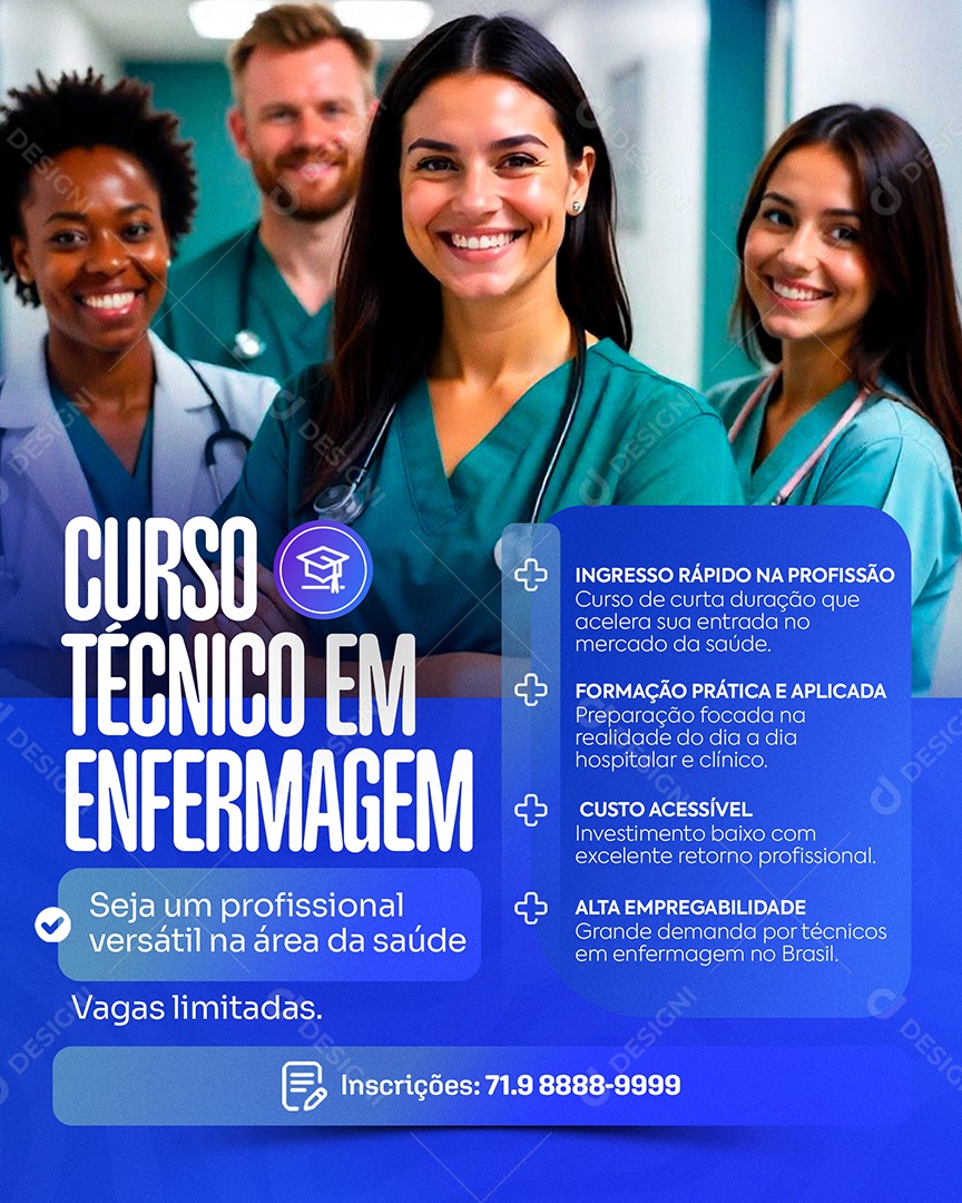 Curso Técnico em Enfermagem Social Media PSD Editável