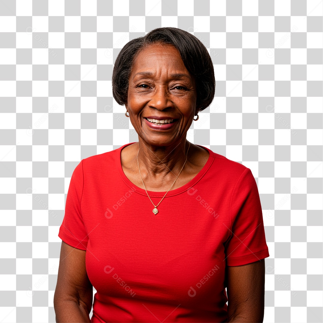 Mulher Idosa de Blusa Vermelha PNG Transparente