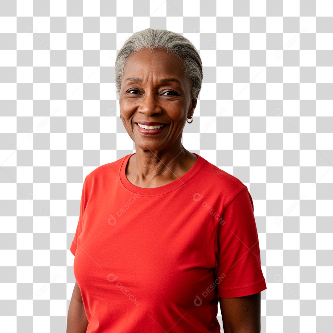 Mulher Idosa de Blusa Vermelha PNG Transparente
