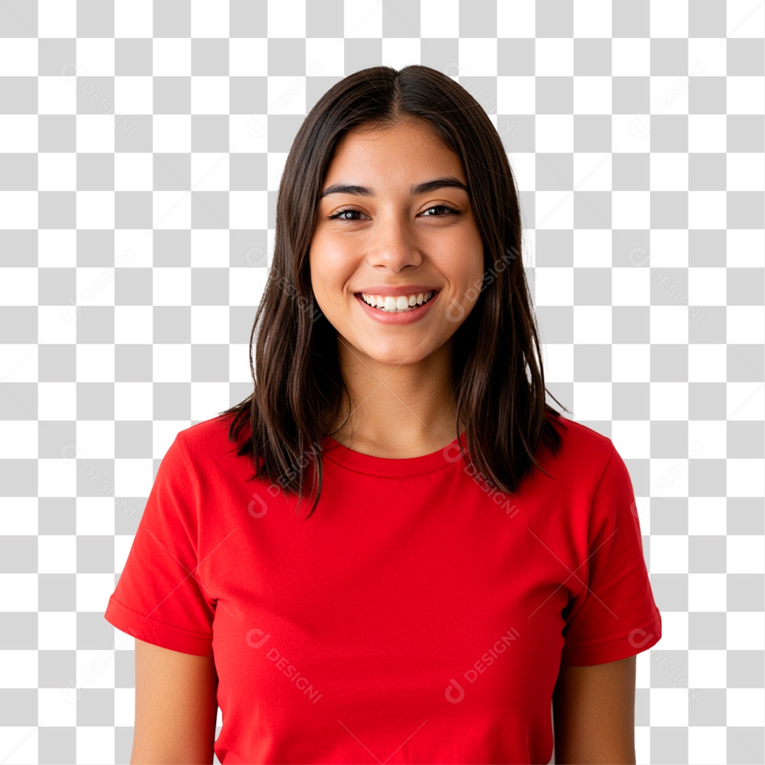 Mulher de Blusa Vermelha PNG Transparente