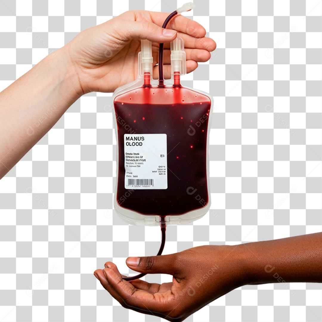 Mãos Segurando Bolsa de Sangue PNG Transparente