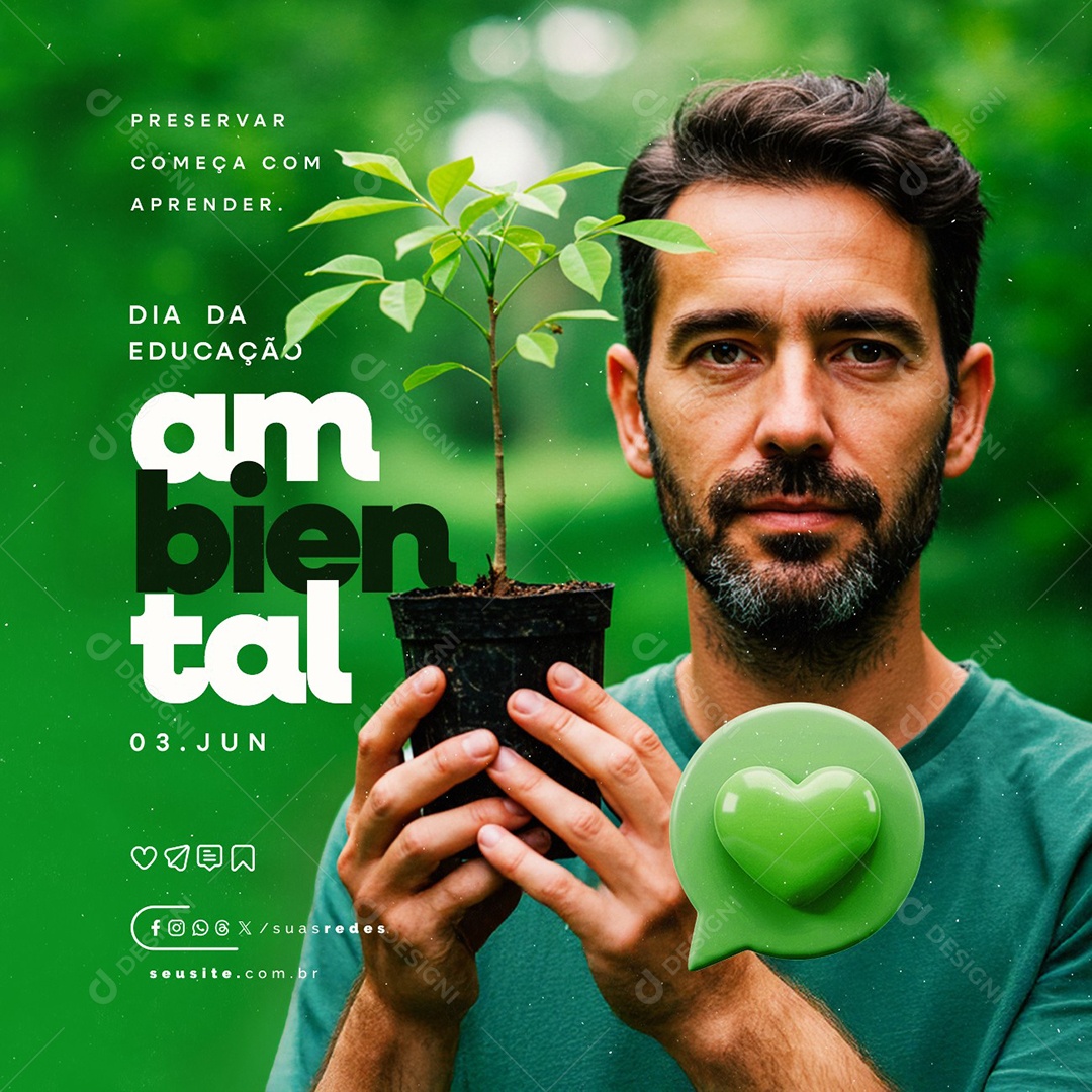 Dia da Educação Ambiental 03 de Junho Social Media PSD Editável