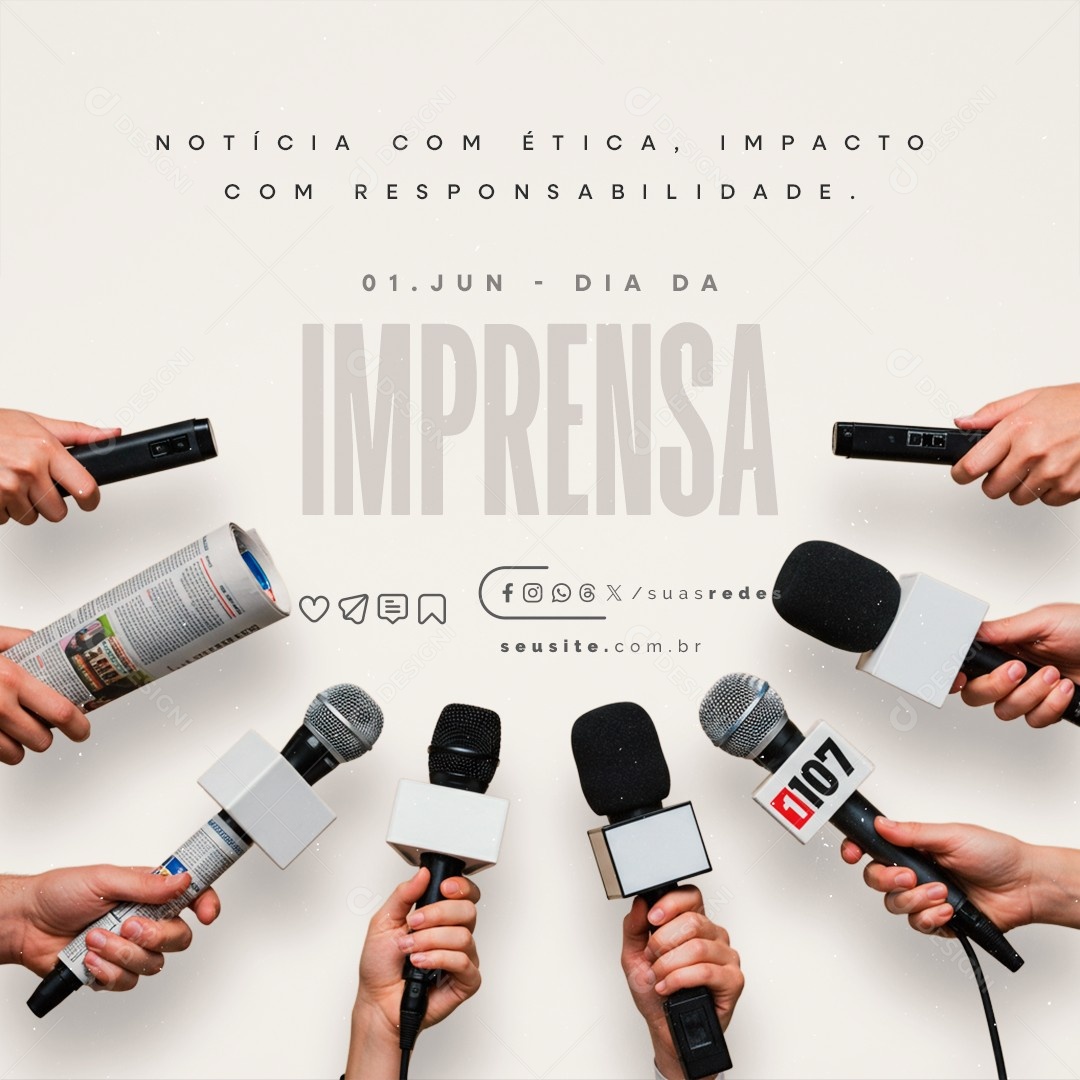 Dia da Imprensa 01 de Junho Social Media PSD Editável