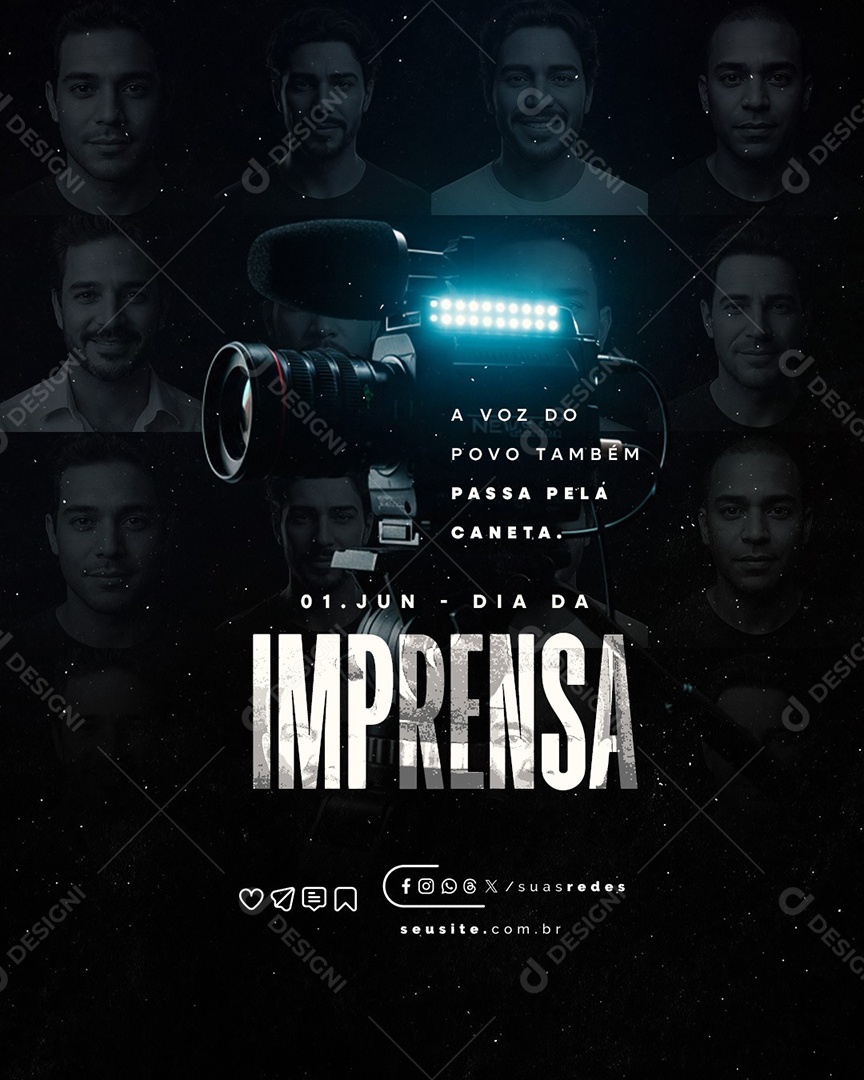 Dia da Imprensa 01 de Junho Social Media PSD Editável