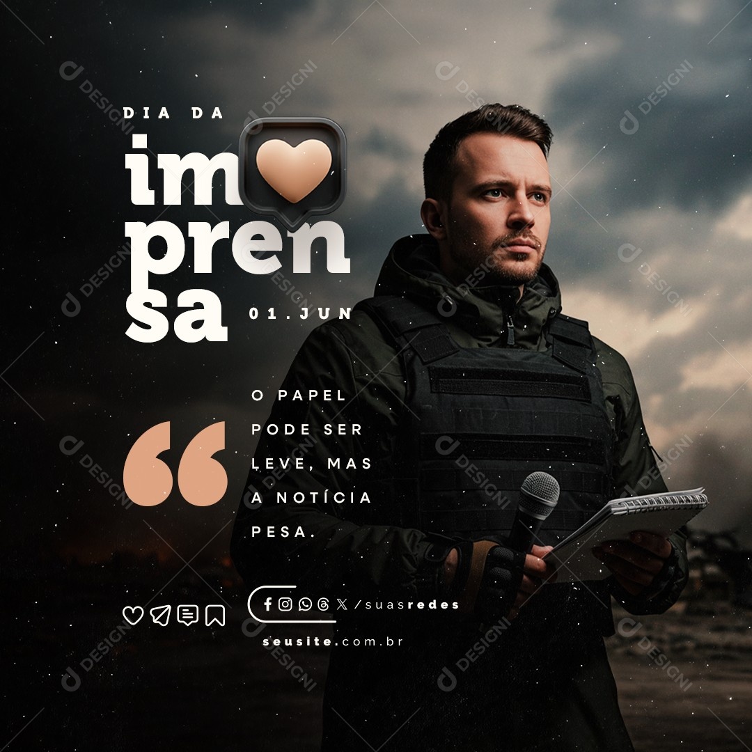 Dia da Imprensa 01 de Junho Social Media PSD Editável