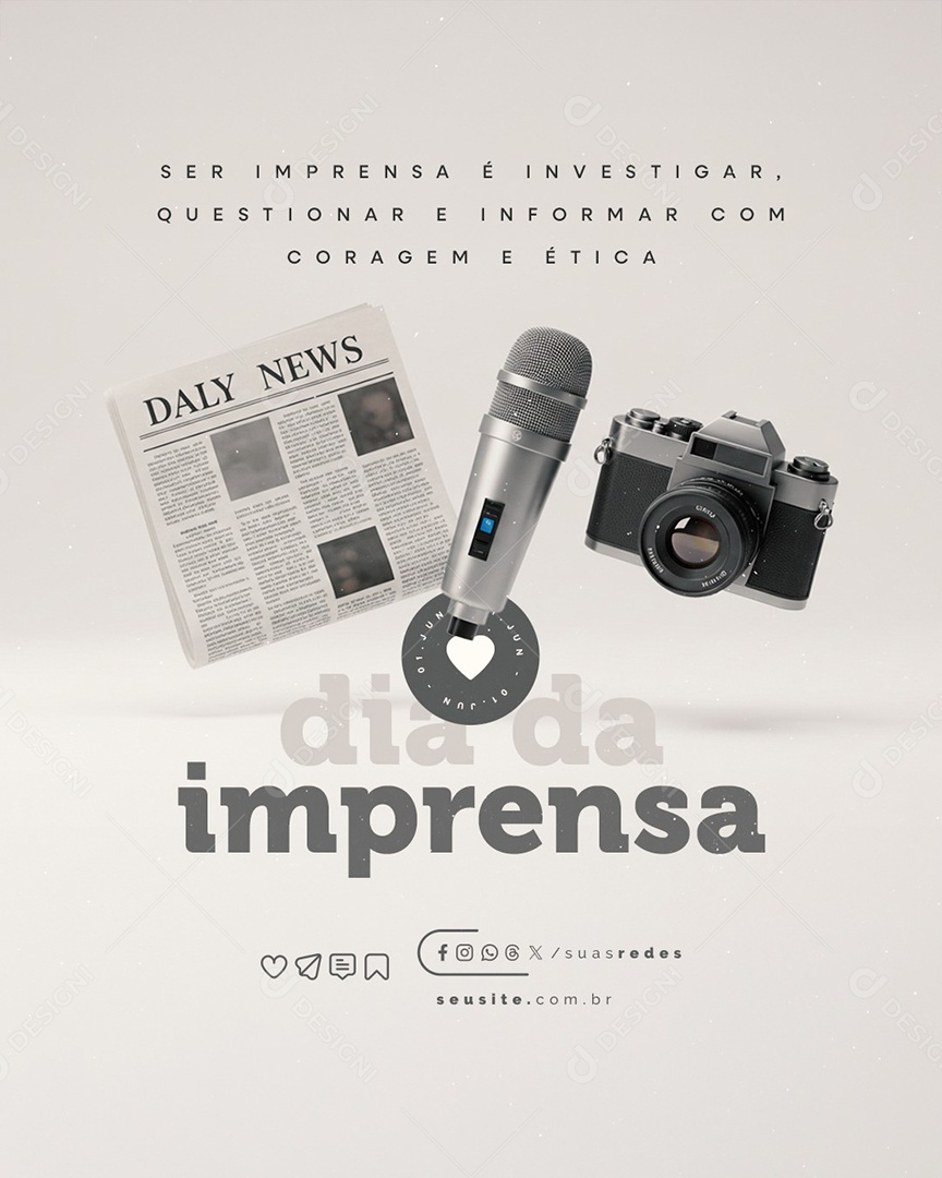 Dia da Imprensa 01 de Junho Social Media PSD Editável