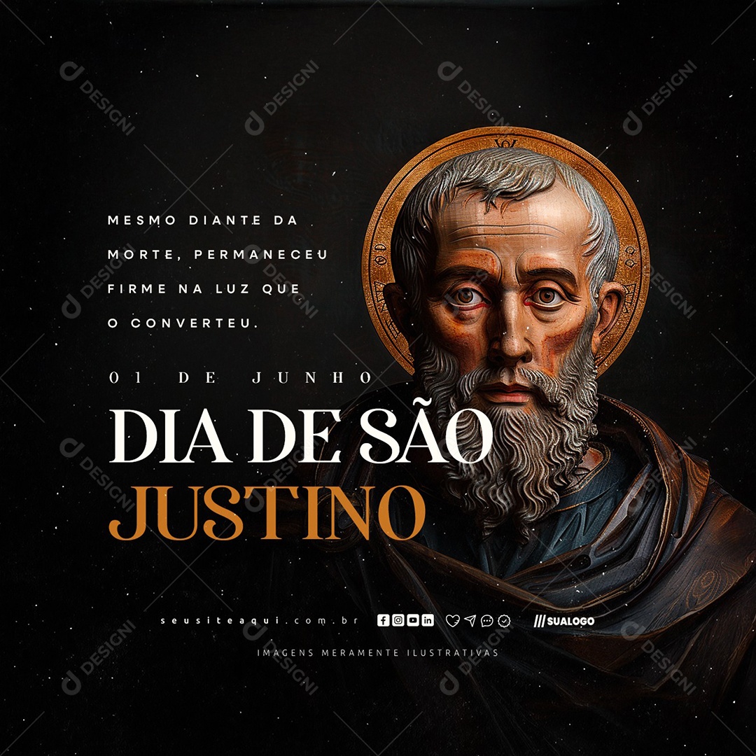 Dia de São Justino 01 de Junho Social Media PSD Editável