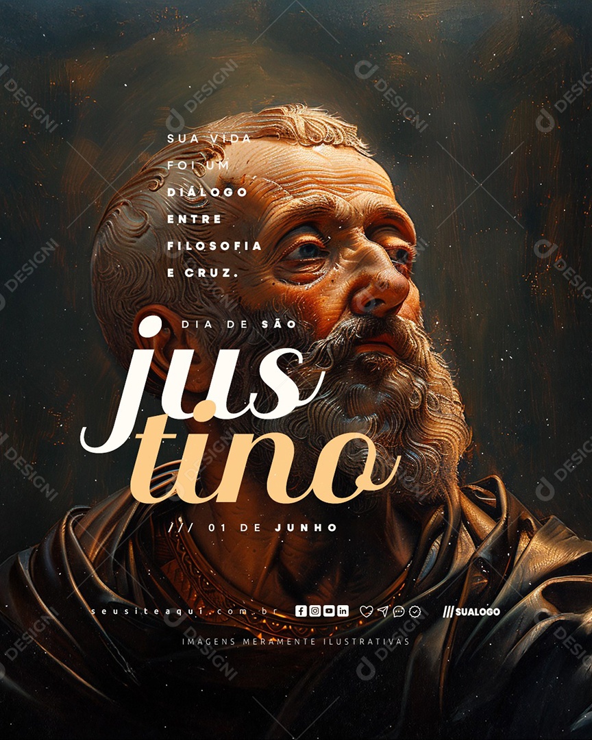 Dia de São Justino 01 de Junho Social Media PSD Editável
