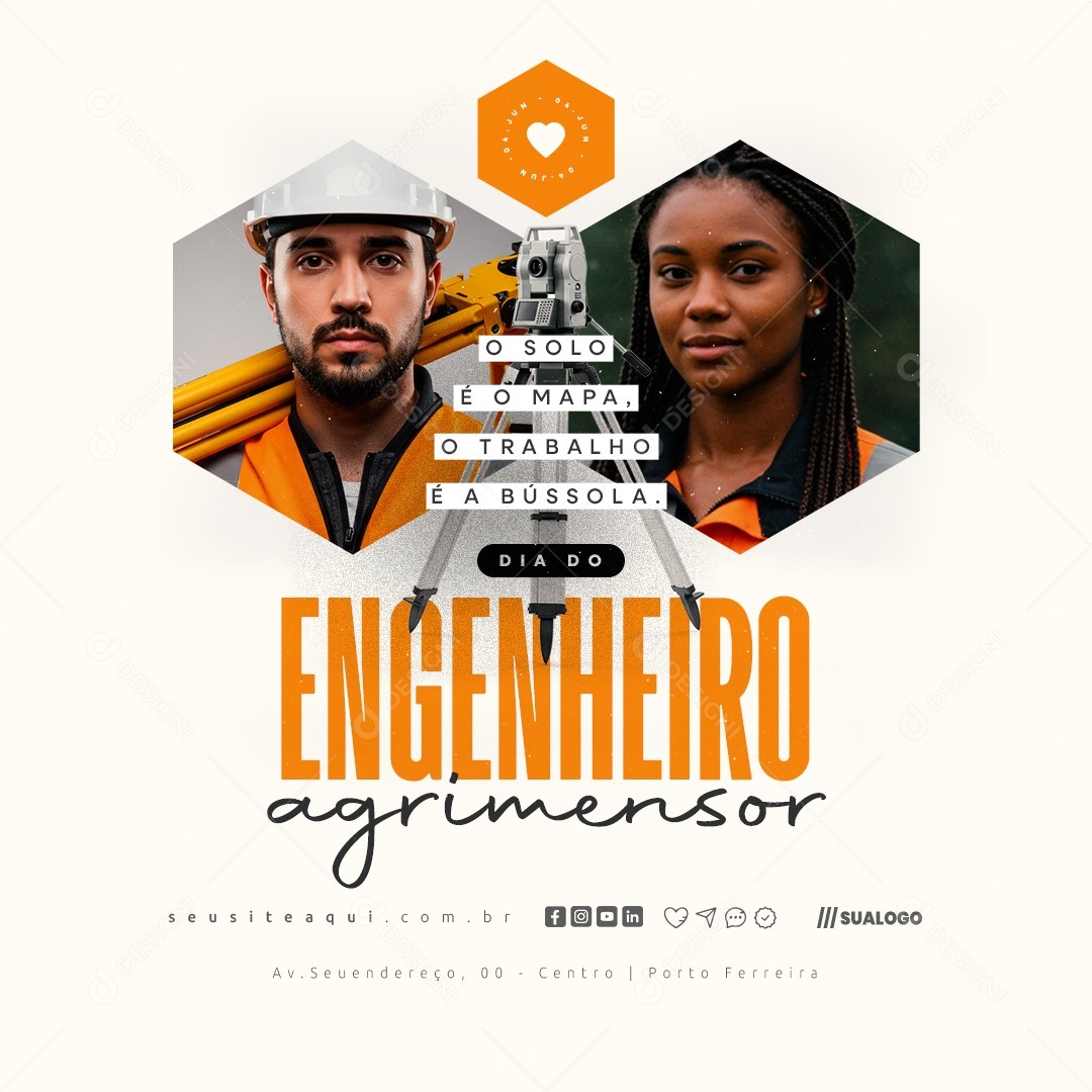 Dia do Engenheiro Agrimensor 04 de Junho Social Media PSD Editável