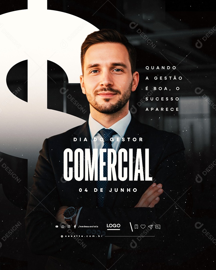 Dia do Gestor Comercial 04 de Junho Social Media PSD Editável