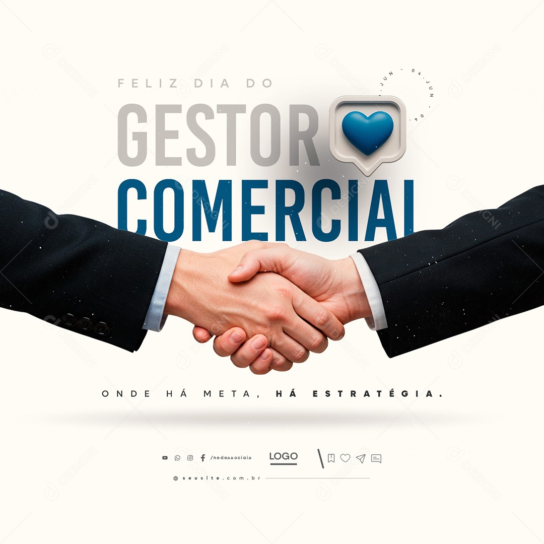 Dia do Gestor Comercial 04 de Junho Social Media PSD Editável