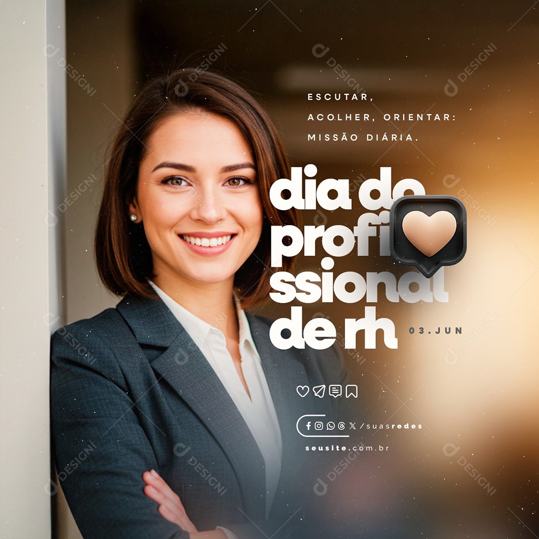 Dia do Profissional de RH 03 de Junho Social Media PSD Editável