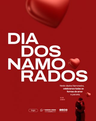 Feliz Dia dos Namorados 12 de junho Social Media PSD Editável