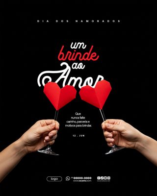 Feliz Dia dos Namorados 12 de junho Social Media PSD Editável