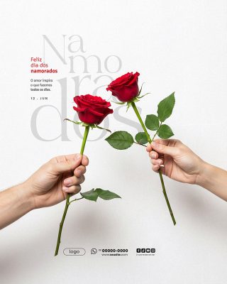 Feliz Dia dos Namorados 12 de junho Social Media PSD Editável