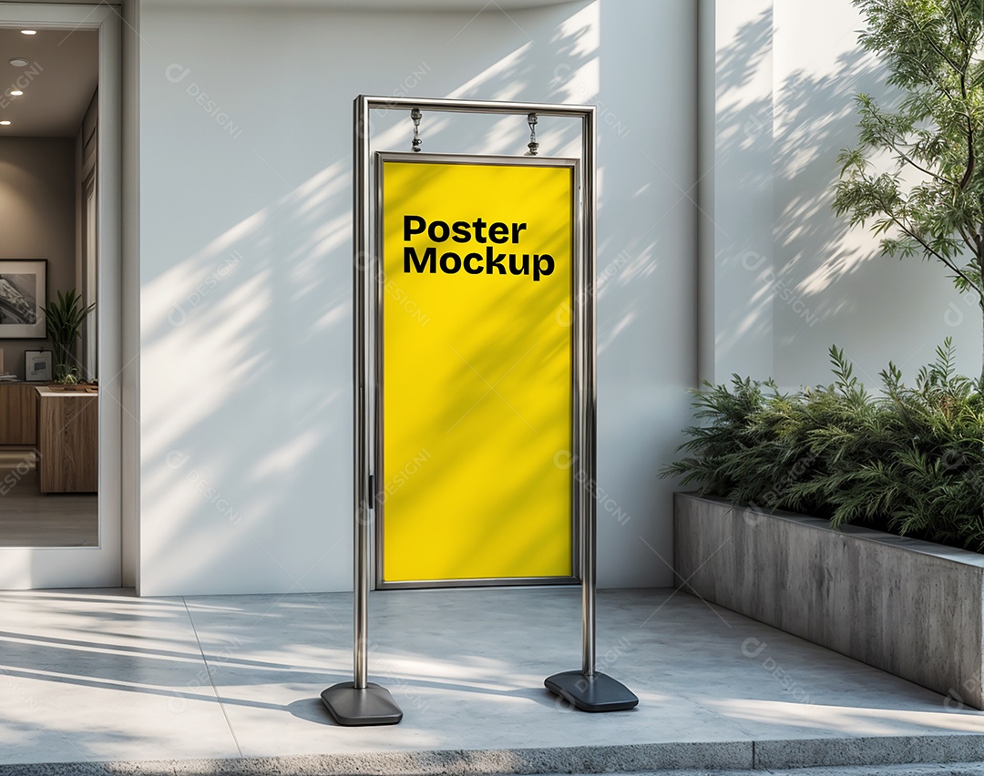 Mockup de Placa de Publicidade PSD Editável