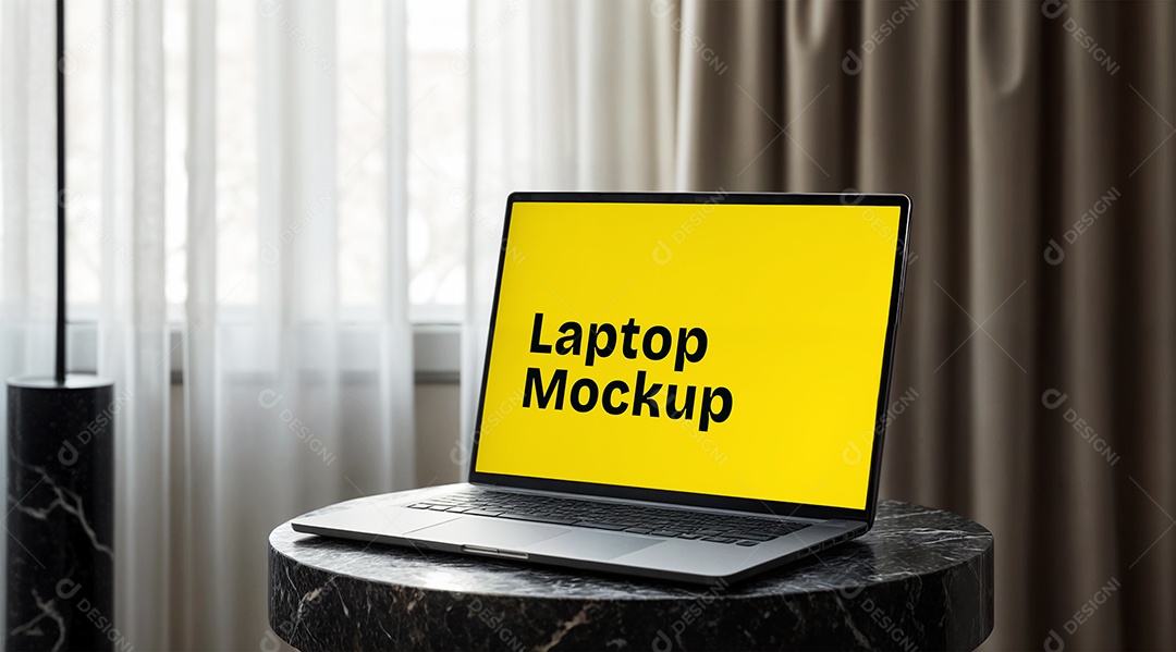 Computador Mockup Cinza PSD Editável
