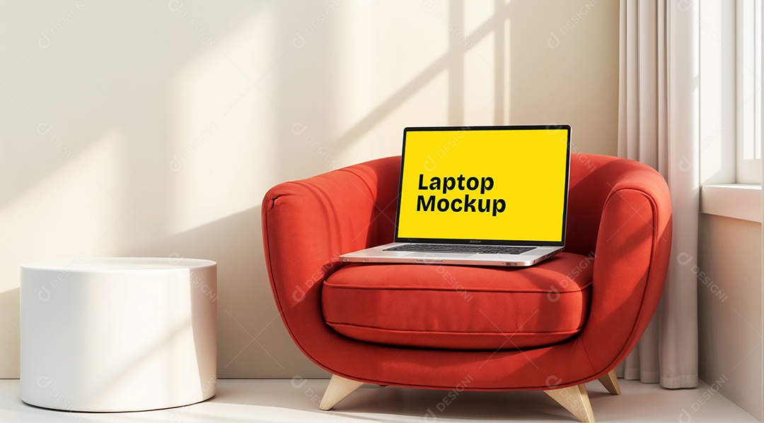 Computador Mockup Cinza PSD Editável