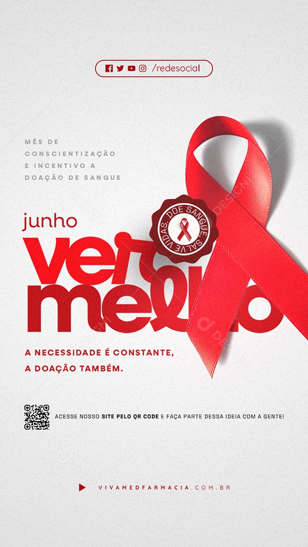 Story Junho Vermelho Mês de Conscientização e Incetivo a Doação de Sangue Social Media PSD Editável