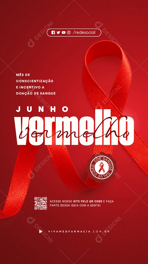 Story Junho Vermelho Mês de Conscientização e Incetivo a Doação de Sangue Social Media PSD Editável
