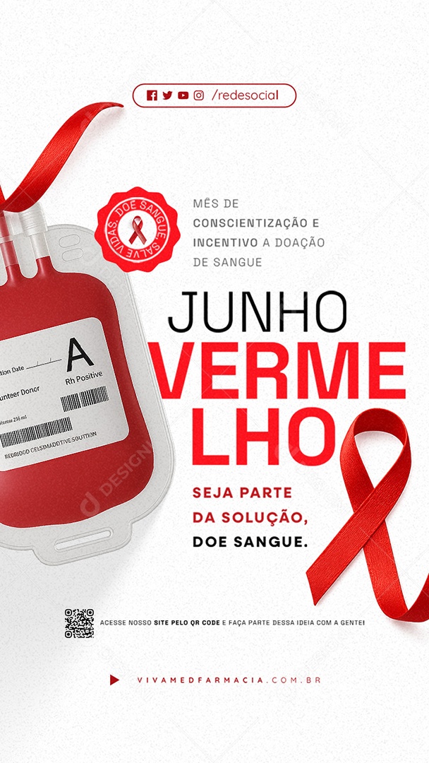 Story Junho Vermelho Mês de Conscientização e Incetivo a Doação de Sangue Social Media PSD Editável