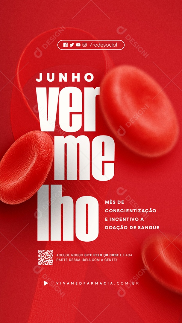 Story Junho Vermelho Mês de Conscientização e Incetivo a Doação de Sangue Social Media PSD Editável