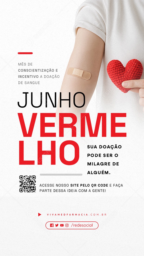 Story Junho Vermelho Mês de Conscientização e Incetivo a Doação de Sangue Social Media PSD Editável