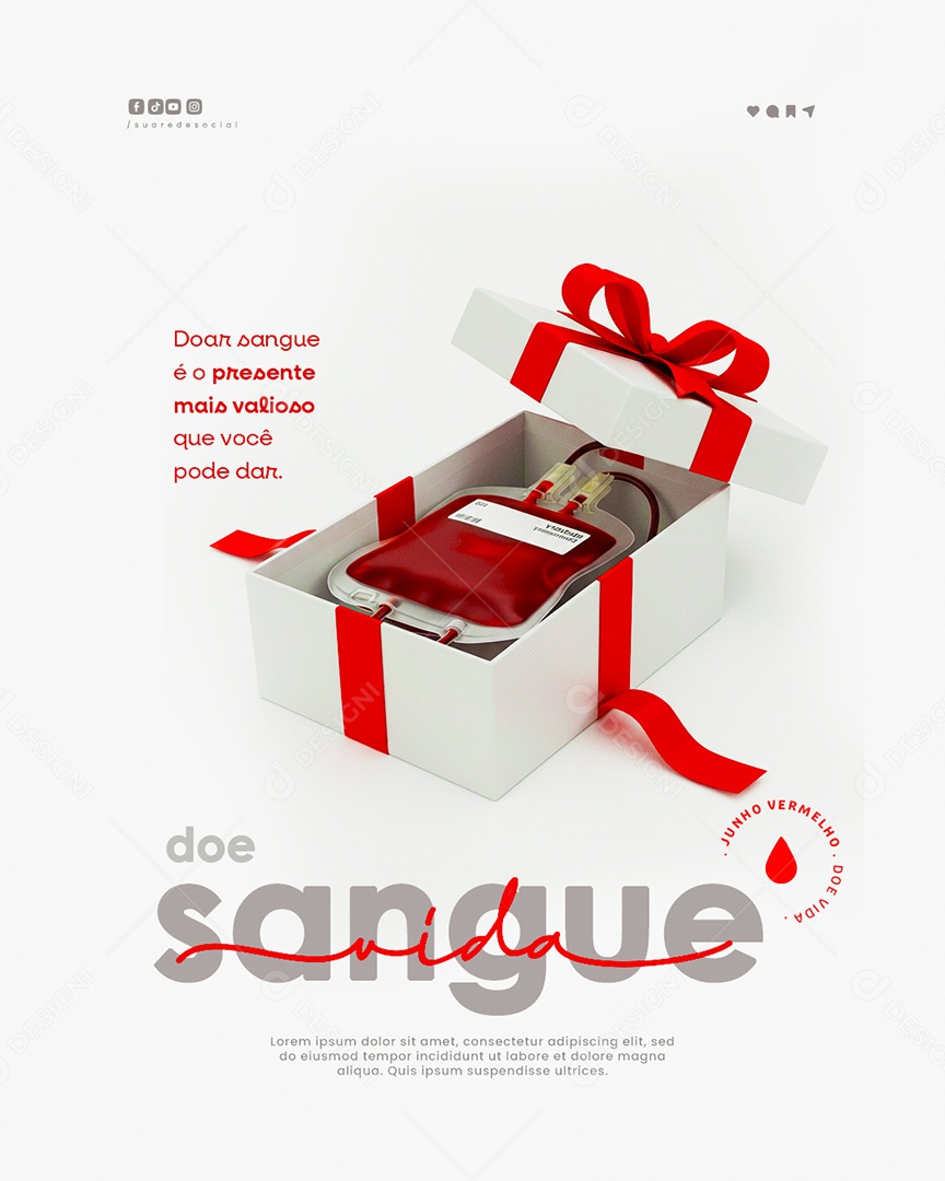Junho Vermelho Doe de Sangue Social Media PSD Editável