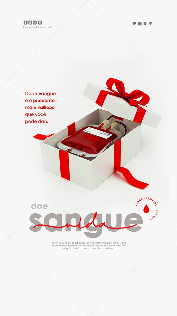 Story Junho Vermelho Doe de Sangue Social Media PSD Editável