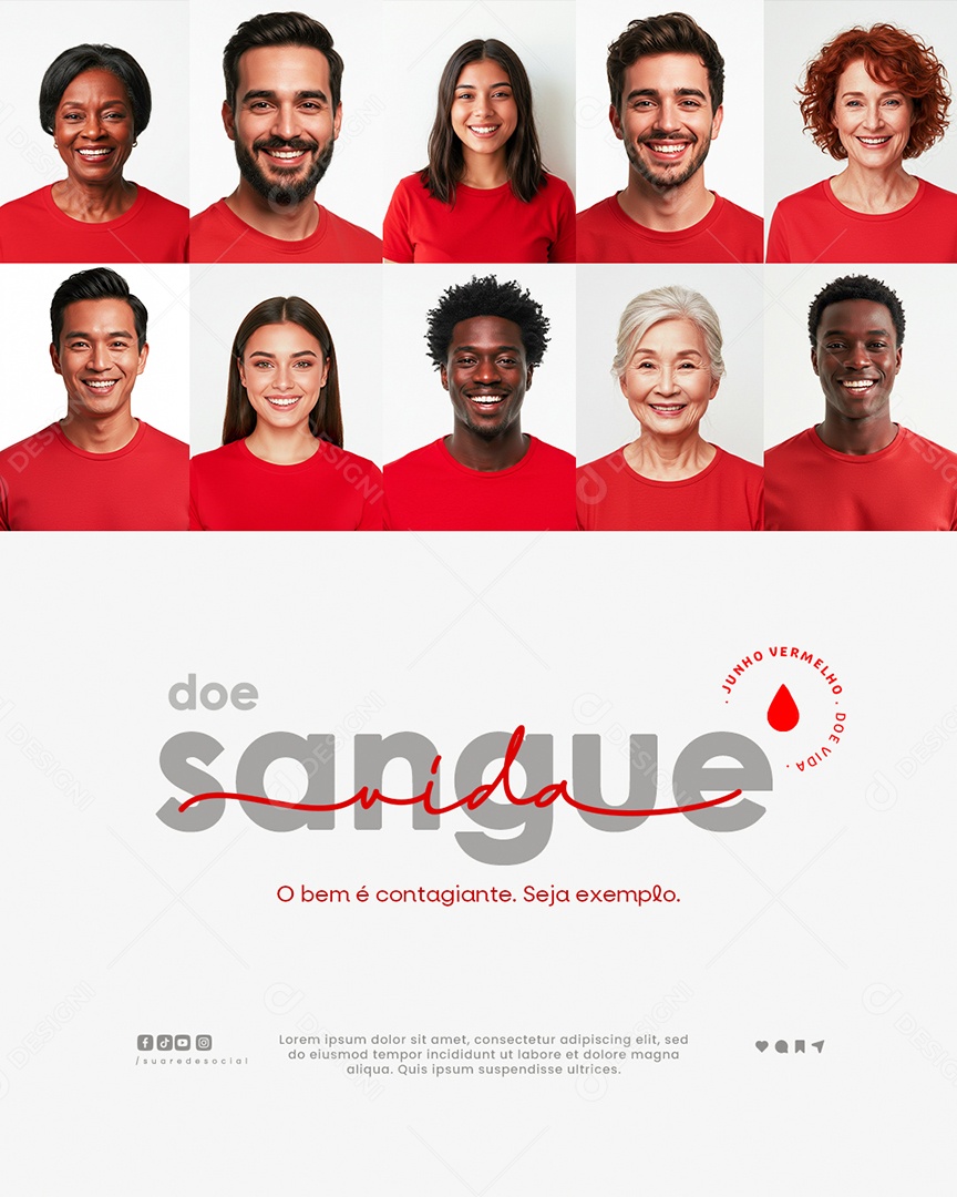 Junho Vermelho Doe de Sangue Social Media PSD Editável