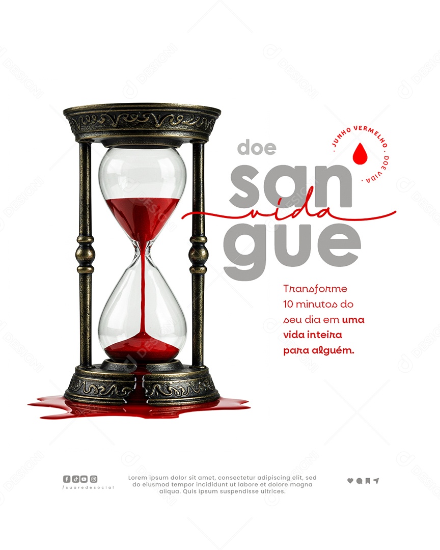 Junho Vermelho Doe de Sangue Social Media PSD Editável
