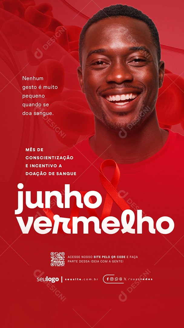 Story Junho Vermelho Mês de Conscientização e Incetivo a Doação de Sangue Social Media PSD Editável