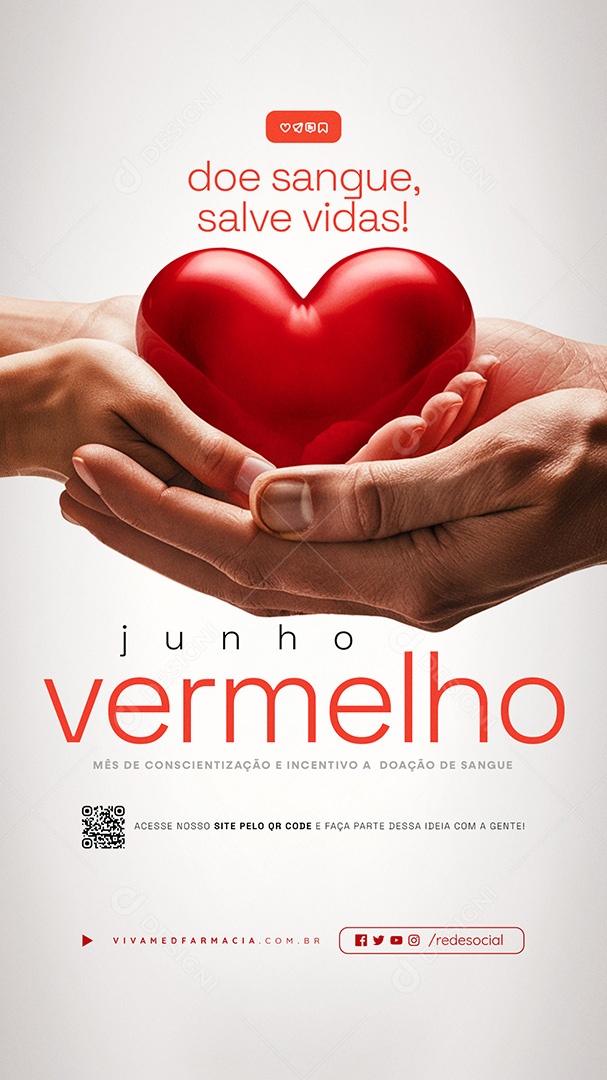 Story Junho Vermelho Mês de Conscientização e Incetivo a Doação de Sangue Social Media PSD Editável