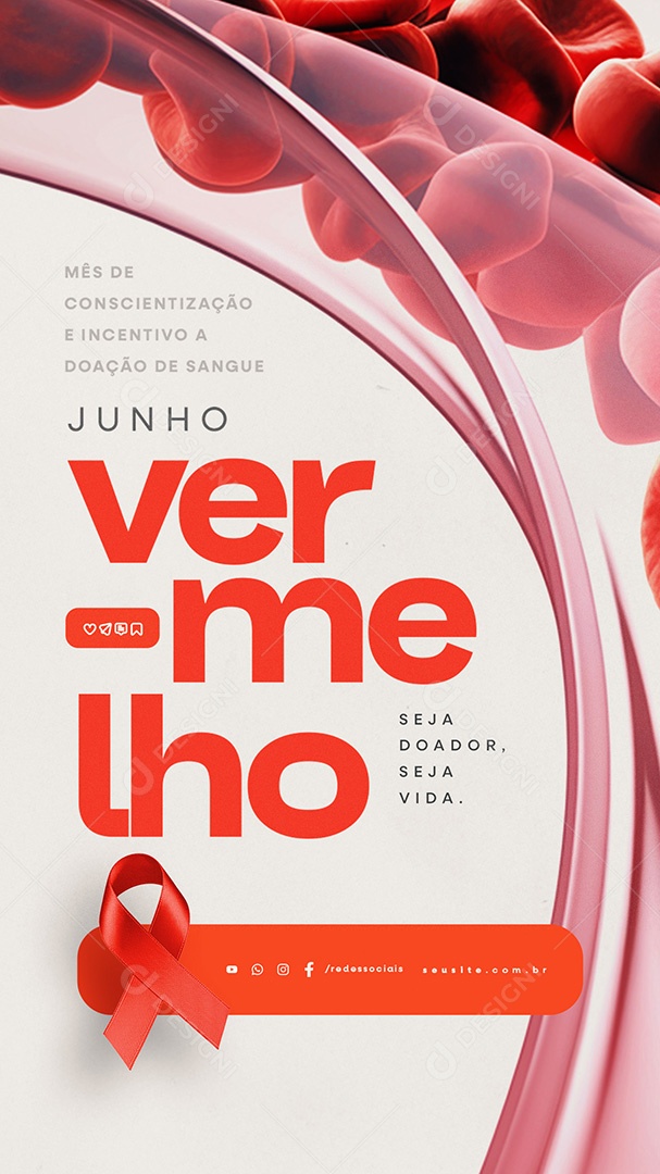 Story Junho Vermelho Mês de Conscientização e Incetivo a Doação de Sangue Social Media PSD Editável