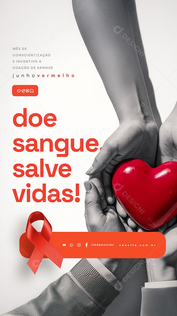 Story Junho Vermelho Mês de Conscientização e Incetivo a Doação de Sangue Social Media PSD Editável