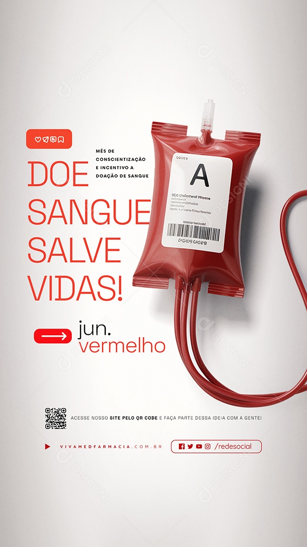 Story Junho Vermelho Mês de Conscientização e Incetivo a Doação de Sangue Social Media PSD Editável