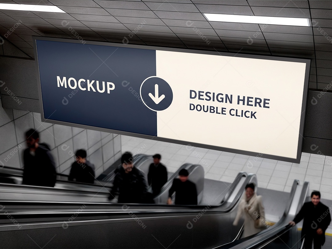 Outdoor na Escada Rolante Mockup PSD Editável