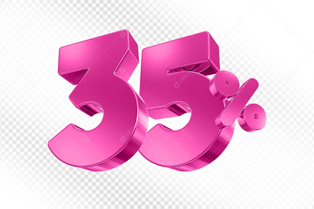 Elemento 3D Número 35% Rosa para Composição PSD