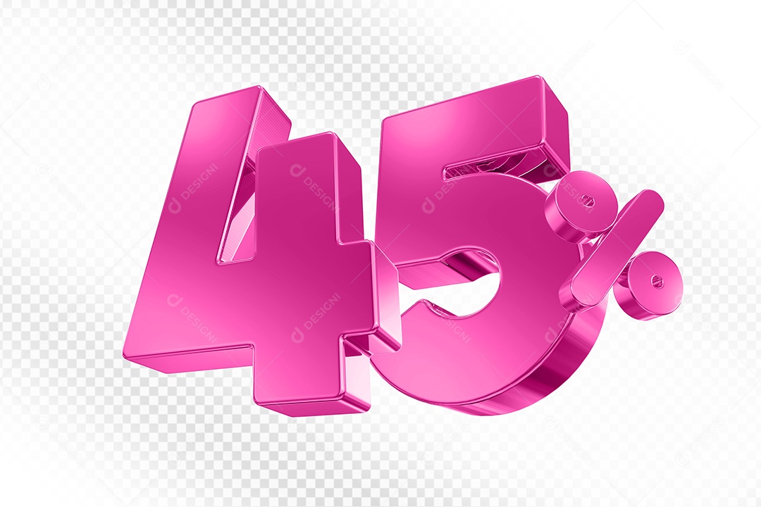 Elemento 3D Número 45% Rosa para Composição PSD