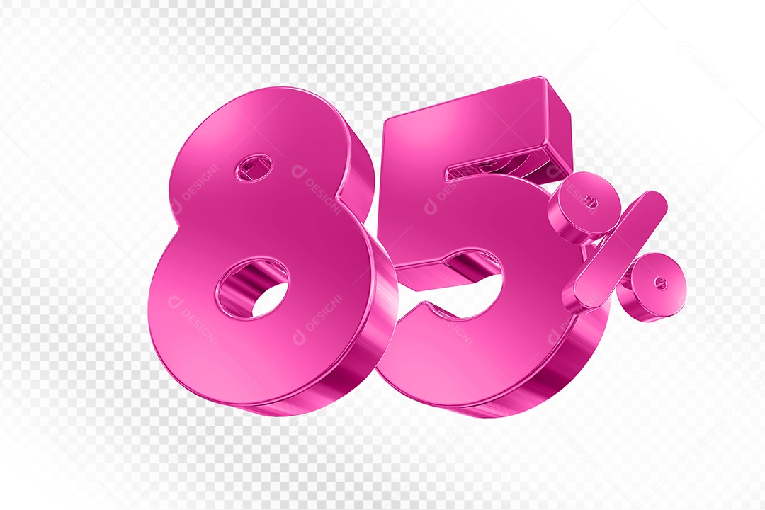 Elemento 3D Número 85% Rosa para Composição PSD