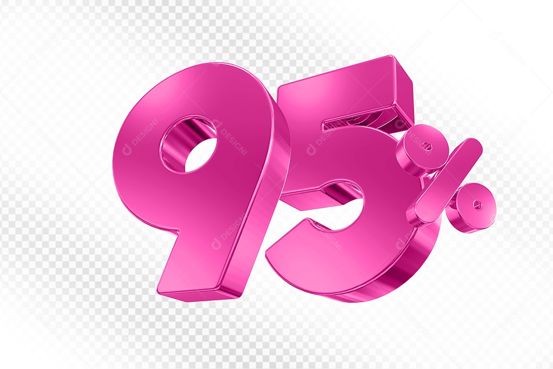 Elemento 3D Número 95% Rosa para Composição PSD