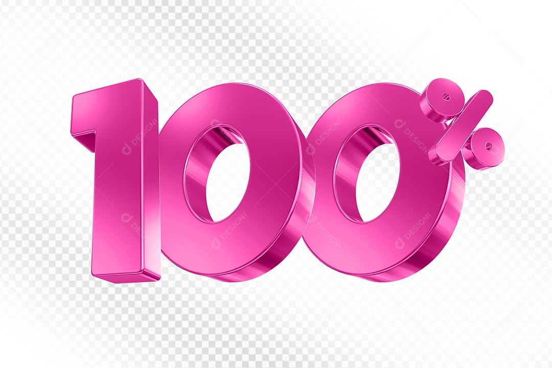 Elemento 3D Número 100% Rosa para Composição PSD