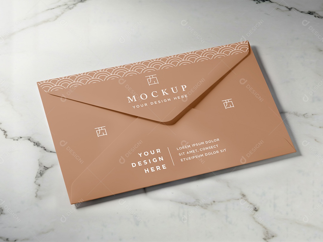 Envelope no Mármore Mockup PSD Editável