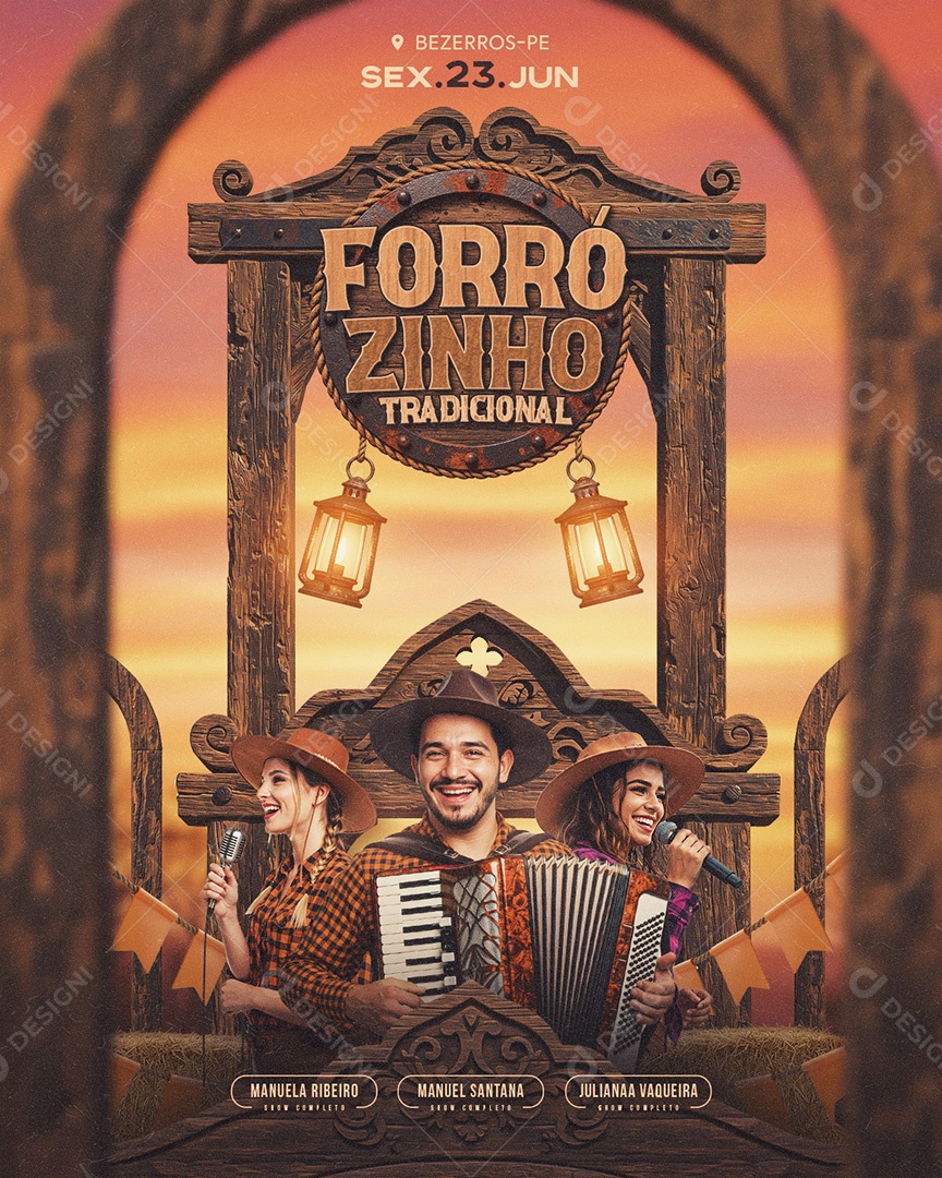 Flyer Forrózinho Tradicional Social Media Feed PSD Editável