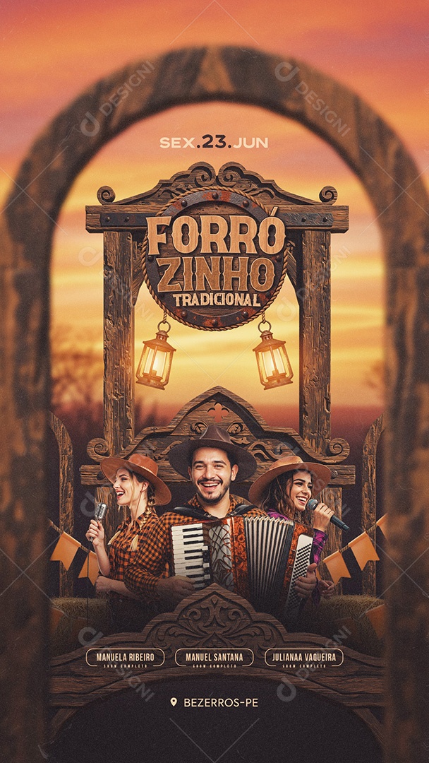 Flyer Forrózinho Tradicional Social Media Story PSD Editável