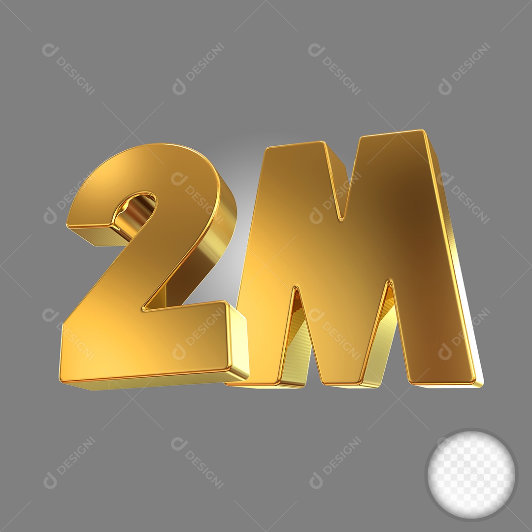 Número Dourado 2K Elemento 3D Para Composição PSD