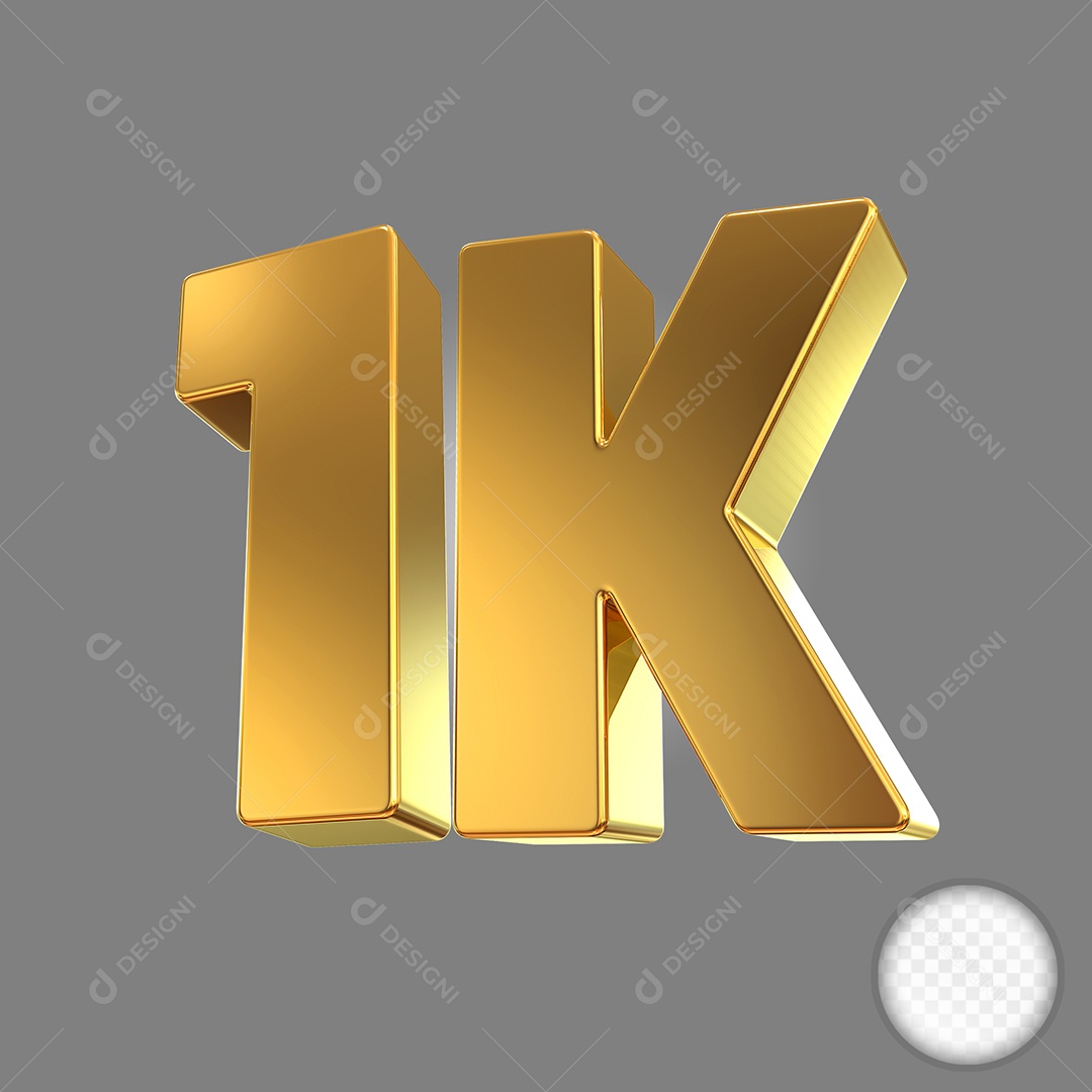 Número Dourado 1K Elemento 3D Para Composição PSD