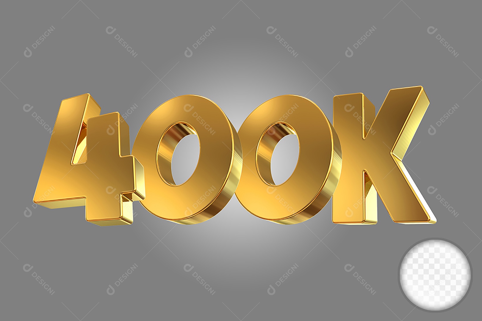 Número Dourado 400K Elemento 3D Para Composição PSD
